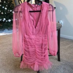 MISSGUIDED Petite Pink Ruffled Mini Dress